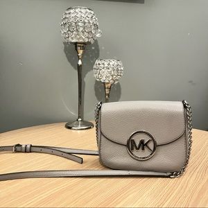 Michael Kors Gray Crossbody Bag with Silver Hardware